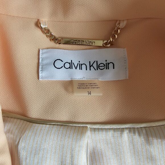 Calvin Klein Faux Pearl Button Open Front Blazer Peach Size 14 NWT - Picture 8 of 10